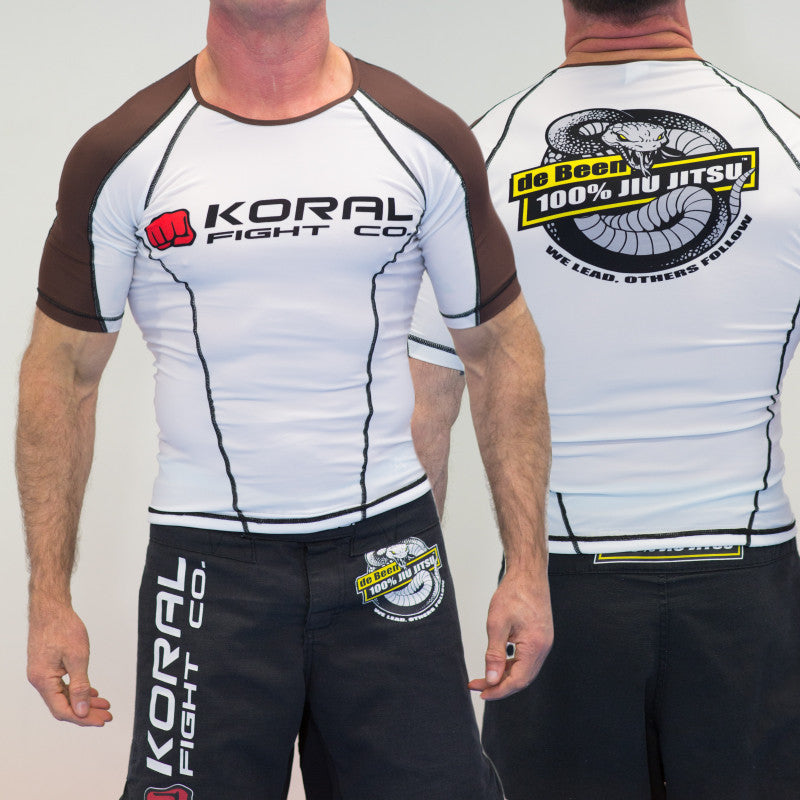 Koral Compression Rash Guard Brown Short Sleeve de Been 100 Jiu